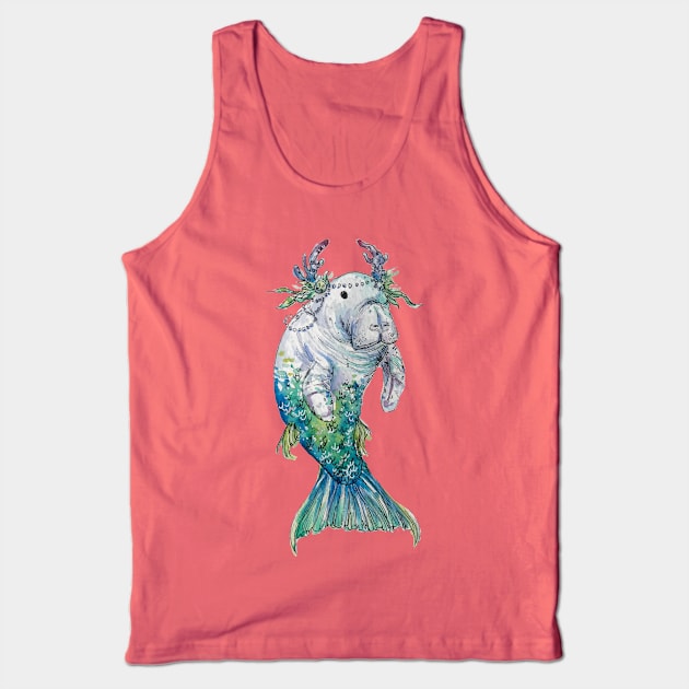 Mermaid Manatee Tank Top by aquabun